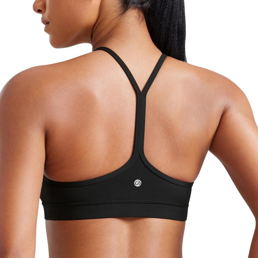 Womens Butterluxe Y Back Sports Bra - Padded Racerback Low Impact Sports Bra Spaghetti Strap Thin Strap Yoga Bra