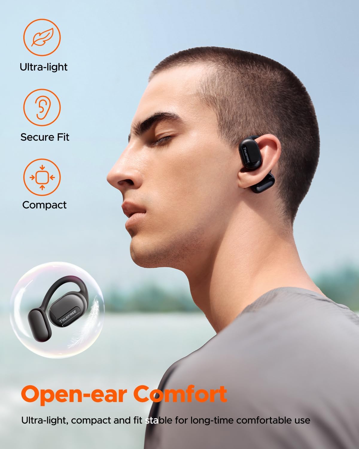 Open Ear Bluetooth 5.3 Headphones, Wireless Earbuds with Earhooks, ENC Noise-Cancellation, Immersive Stereo Sound by 16.2Mm Driver,4 Mics Clear Calls, 45H Playtime, APP Control(Black)