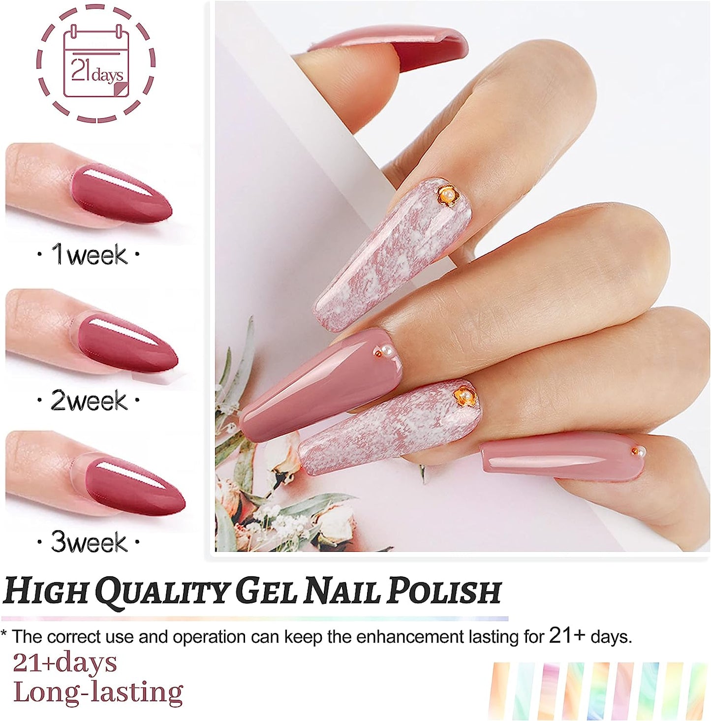 36 PCS Gel Nail Polish Set- Gel Nail Kit with 32 Colors Gel Polish Kit Base Coat No Wipe Top Coat Matte Top Coat Nail Polish Set Green Blue Red Pink Collection Gifts for Women